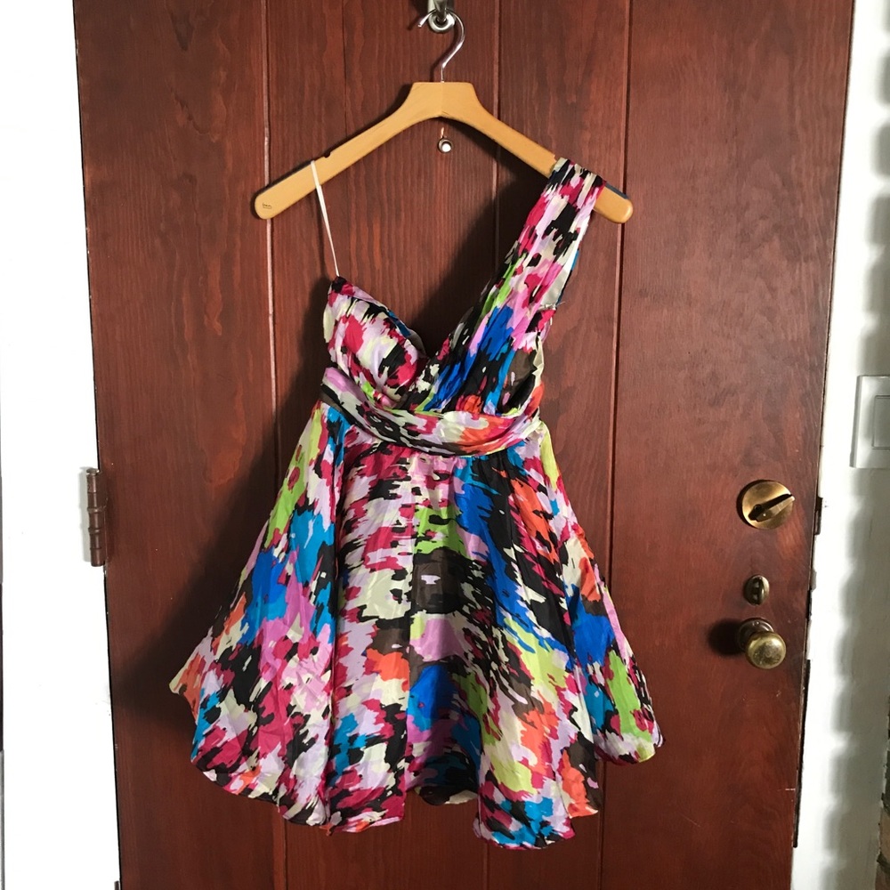 Multicolored print silk dress
